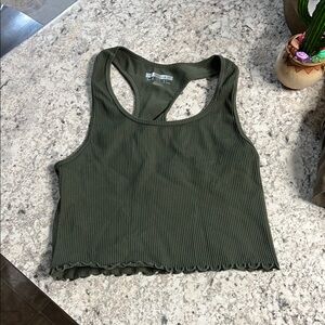 Forever 21 Olive Green Ribbed Crop Top